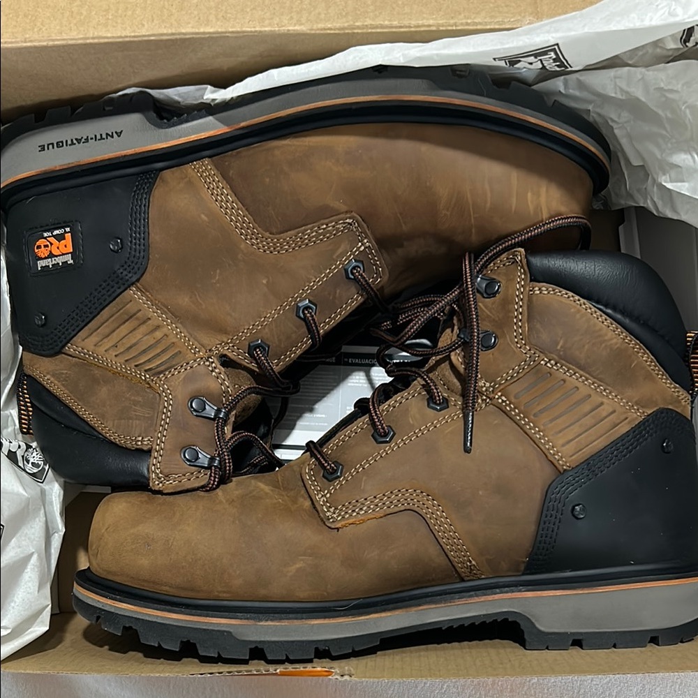 Timberland PRO Brown and Black Work Boots with High-Top Design